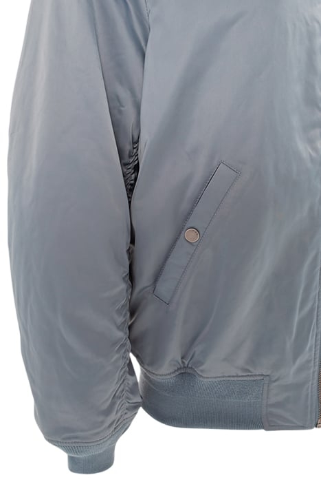 LIGHT BLUE SATIN NYLON BOMBER JACKET 5