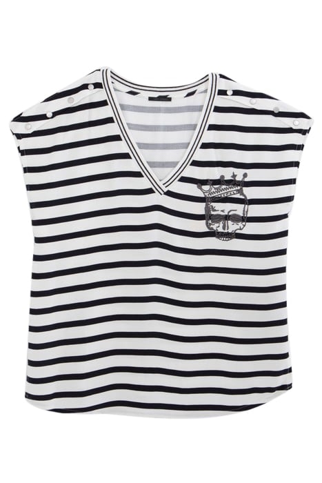 ECRU LENZING™ ECOVERO™ SAILOR-STRIPE TOP 5
