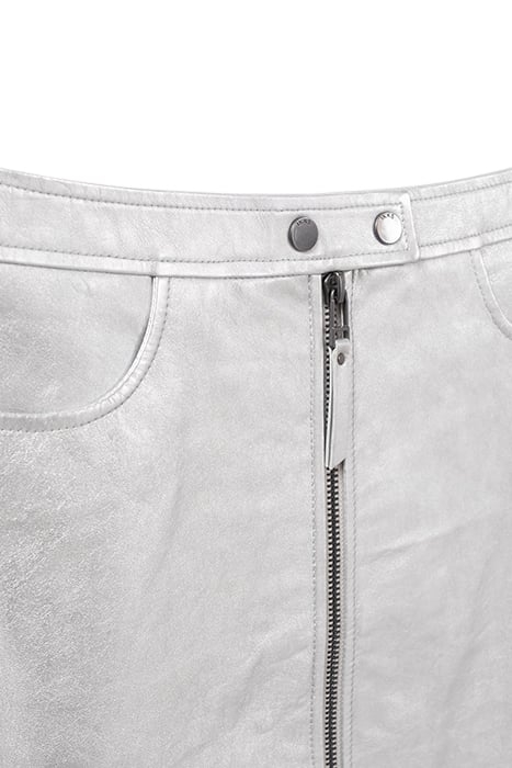 SILVER LEATHER ZIPPED SHORT SKIRT 7