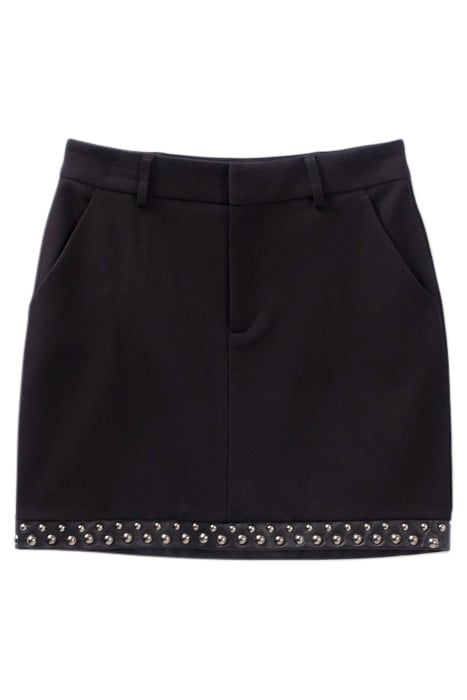 BLACK STUDDED STRAIGHT SHORT SKIRT 4