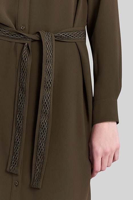 KHAKI RECYCLED DRESS WITH TONE-ON-TONE LACE PANEL 6