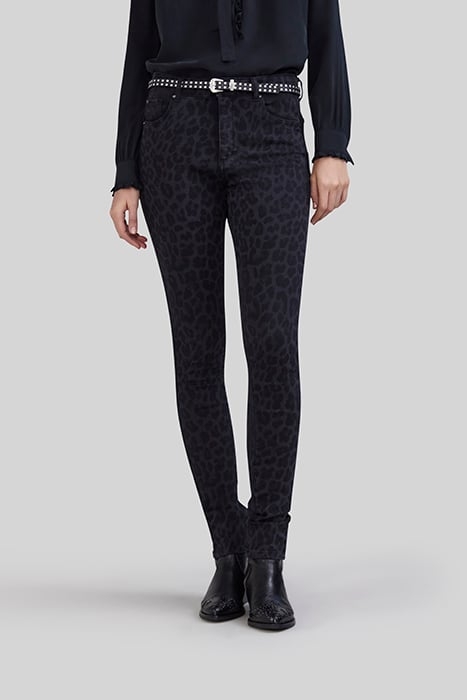CHARCOAL SLIM JEANS WITH LEOPARD MOTIF 1