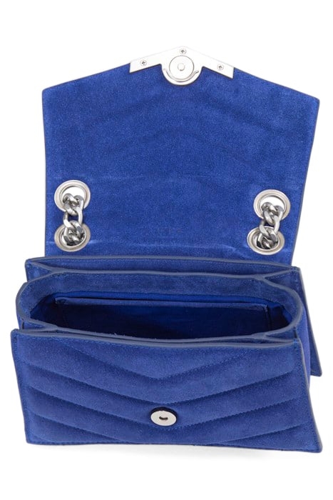 COBALT SUEDE QUILTED BAG 5