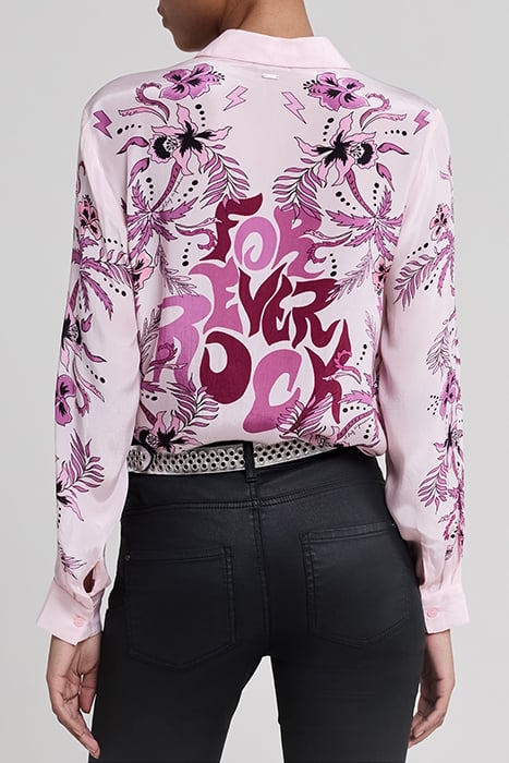 PINK SHIRT WITH FLOWER & PALM-TREE PRINT 2