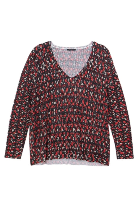 BLACK FINE KNIT SWEATER WITH IKAT PRINT 4