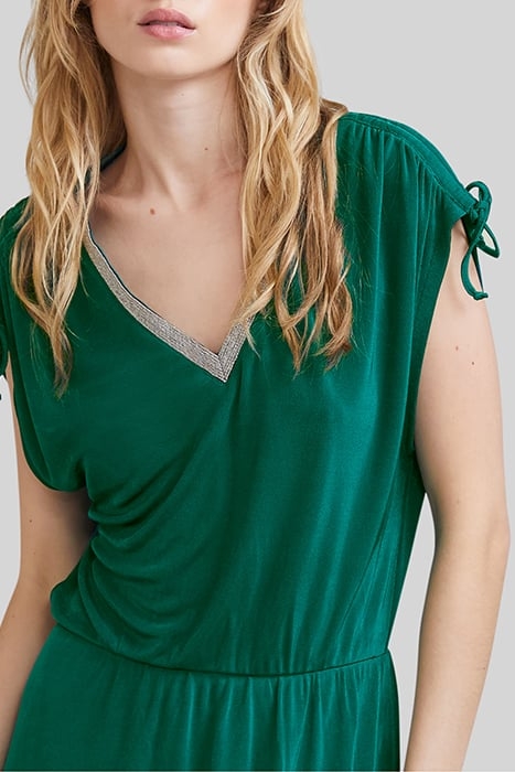 EMERALD BEADED V-NECK LONG DRESS 5