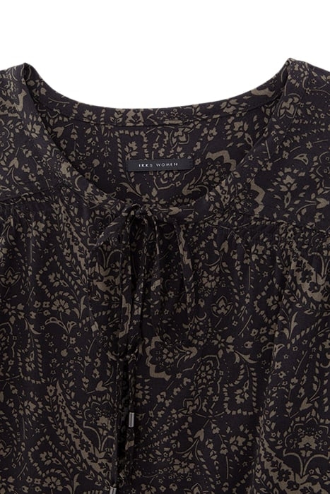 KHAKI LENZING™ ECOVERO™ FLORAL PAISLEY BLOUSE 5