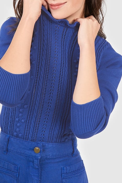 ELECTRIC BLUE DECORATIVE KNIT SWEATER 3
