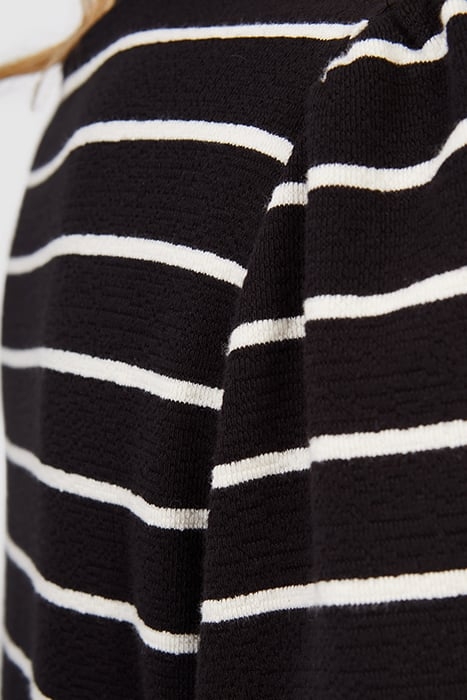 BLACK AND ECRU KNIT BUTTONED SAILOR-STRIPE DRESS 7