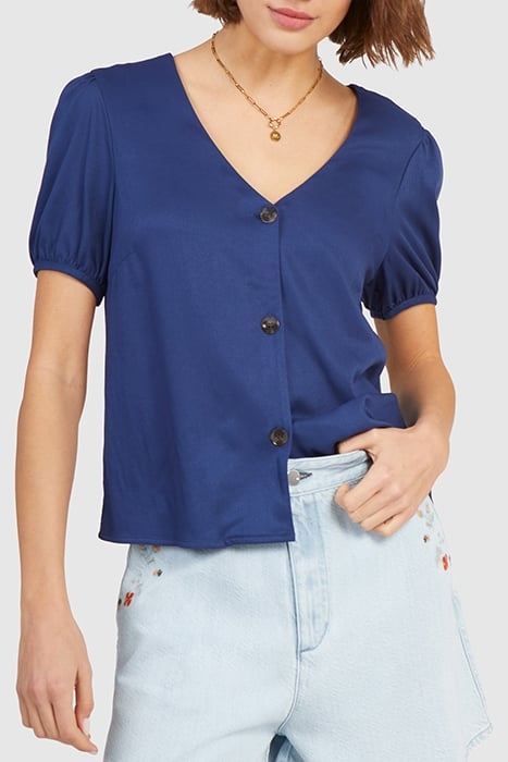 NAVY BUTTONED FLOWING TOP 1