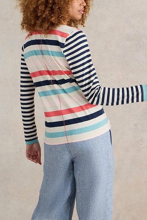 NELLY STRIPE LS TEE NATURAL MULTI 2