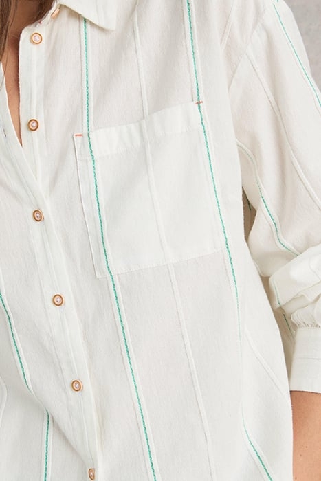 LAUREL LONGLINE COTTON SHIRT IVORY MULTI 5