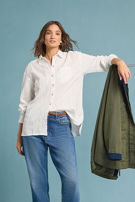 LAUREL LONGLINE COTTON SHIRT IVORY MULTI 7