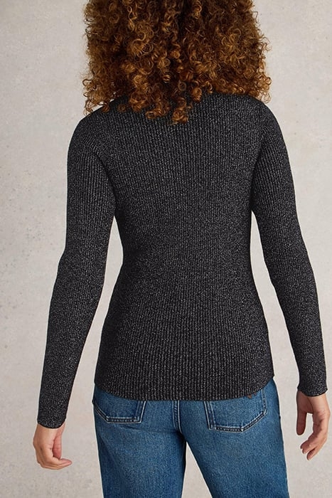 LILA SPARKLE RIB ROLL NECK PURE BLACK 2