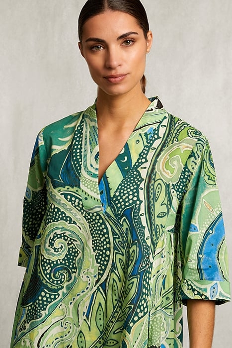 BLUE/GREEN FANTASY V-NECK DRESS GREEN 4