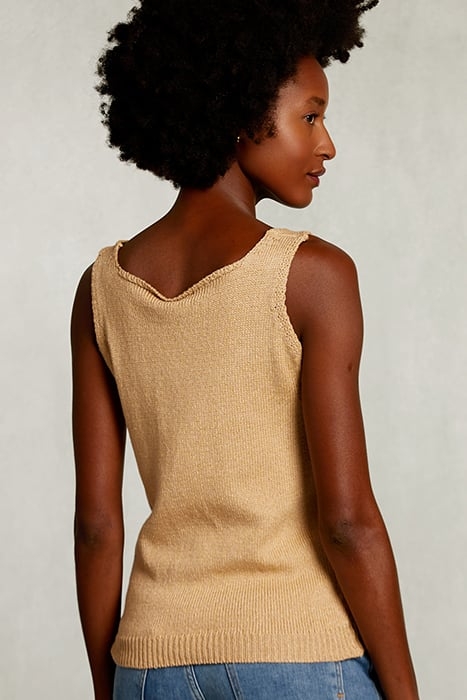 BEIGE ROUND NECK LUREX TOP BEIGE 2