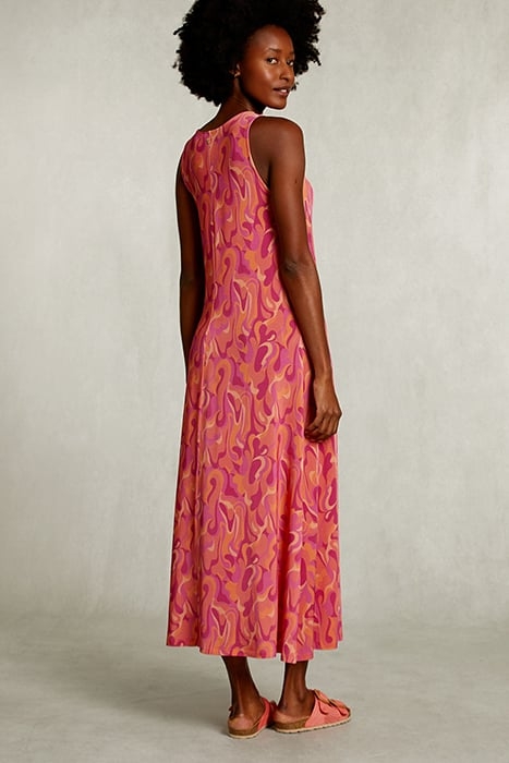 MULTI SLEEVELESS VISCOSE V-NECK DRESS PINK 2