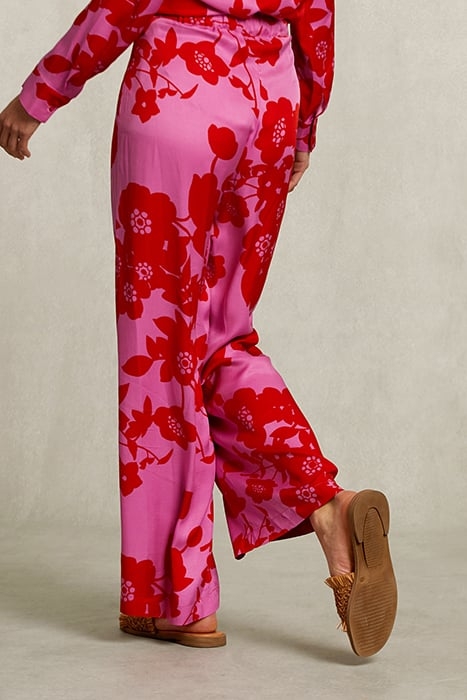 RED/PINK FLORAL PANTS ELASTIC WAIST PINK 2