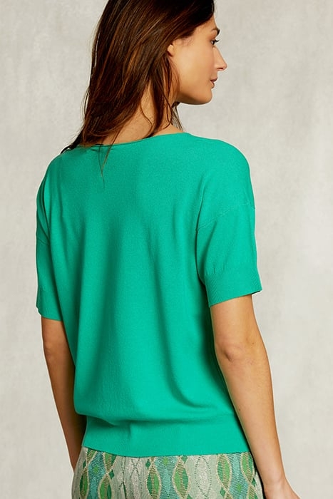 GREEN VISCOSE SWEATER SHORT SLEEVES GREEN 2