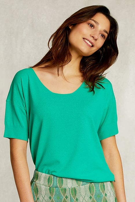 GREEN VISCOSE SWEATER SHORT SLEEVES GREEN 1