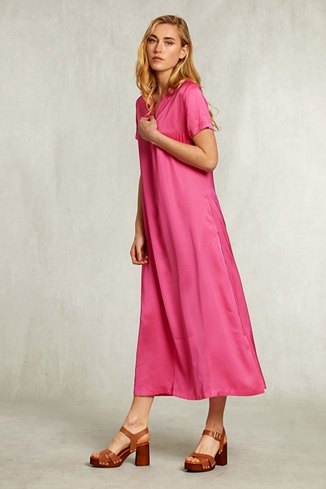 FUCHSIA LONG V-NECK DRESS 3