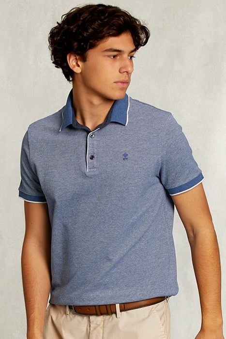 CUSTOM FIT COTTON POLO DARK MOMBASA MIX BLUE 1