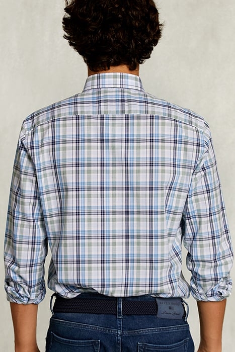 CUSTOM FIT PLAID SHIRT GREEN/BLUE 2