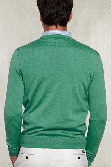 BASIC MERINO V-NECK PULLOVER MARGARITA MIX GREEN 2