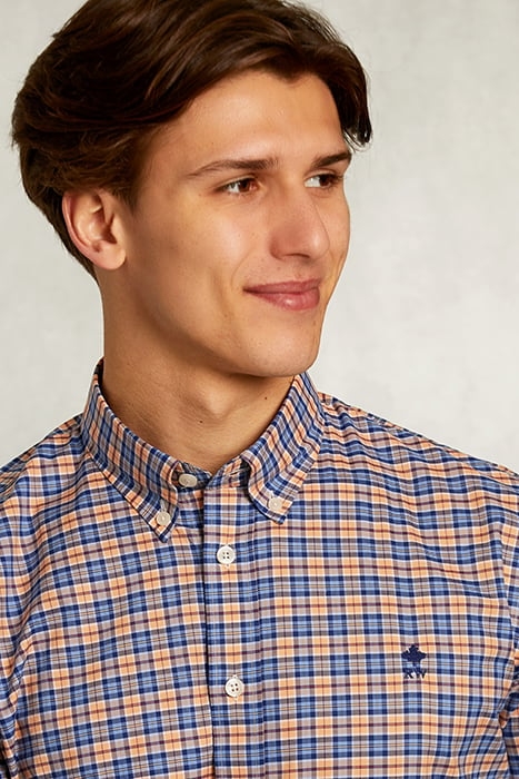 CUSTOM FIT CHECKED SHIRT ORANGE/BLUE YELLOW 4