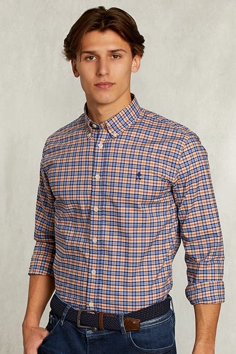 CUSTOM FIT CHECKED SHIRT ORANGE/BLUE YELLOW 1