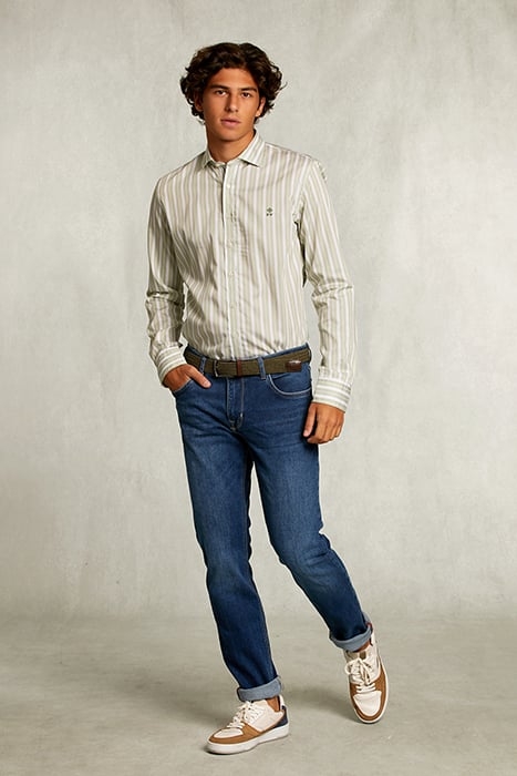 SLIM FIT STRIPED SHIRT GREEN/WHITE 3