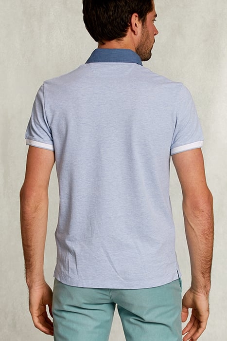 CUSTOM FIT COTTON POLO SEAWATER MIX BLUE 2