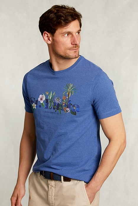 NORMAL FIT BASIC T-SHIRT WALLSTREET MEL BLUE 1