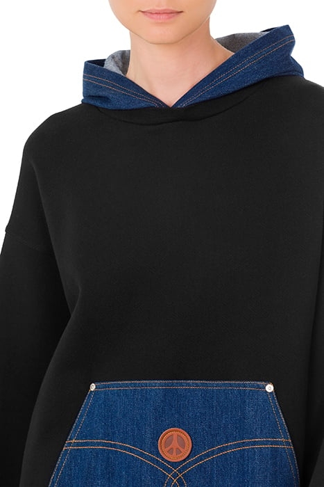 DENIM DETAILS SWEATSHIRT DRESS BLACK 4