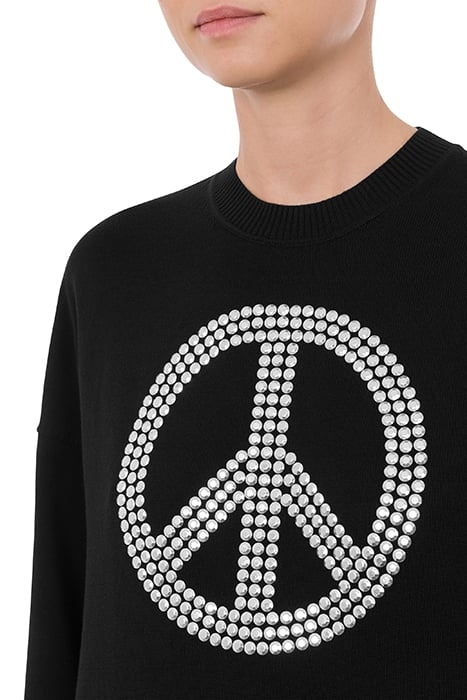PEACE SYMBOL COTTON SWEATER BLACK 4