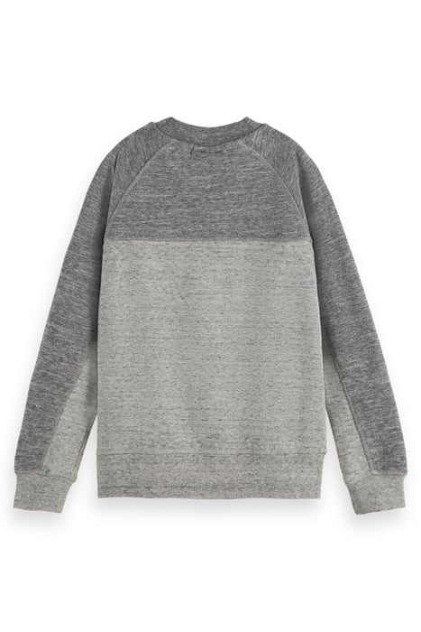 BOYS CONTRAST MELANGE CREWNECK SIDE-ZIP SWEATSHIRT GREY MELA 5