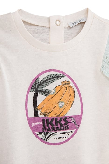 BABY GIRLS’ ECRU T-SHIRT WITH BANANAS AND PALM TREE IMAGE 3