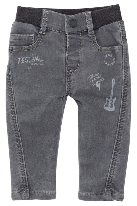 BABY BOYS’ GREY PRINT JEANS WITH RIBBING ON WAIST 1