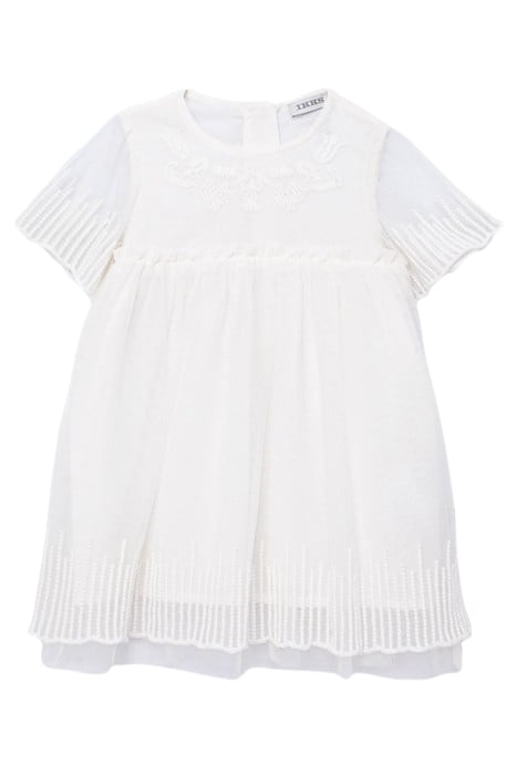 BABY GIRLS’ ECRU OCCASIONWEAR DRESS WITH EMBROIDERED TULLE 1