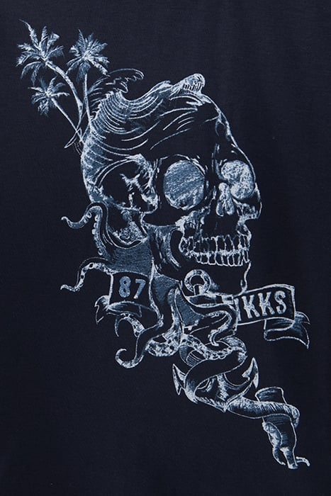 BOYS' NAVY ORGANIC COTTON T-SHIRT WITH SKULL IMAGE 5