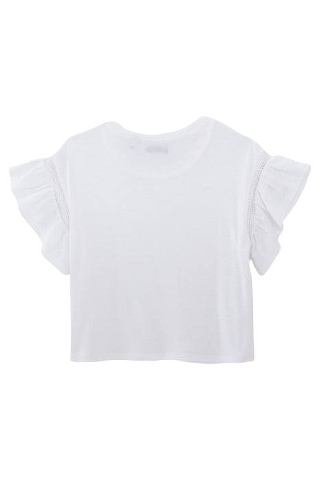 GIRLS' WHITE POINTELLE KNIT T-SHIRT WITH HEART MOTIF 2