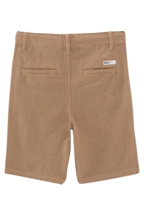 BOYS' BEIGE TEXTURED FABRIC CHINO SHORTS 2