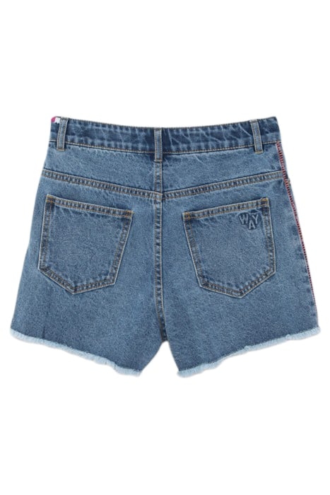 GIRLS’ BLUE WATERLESS DENIM SHORTS, EMBROIDERED DETAIL 2