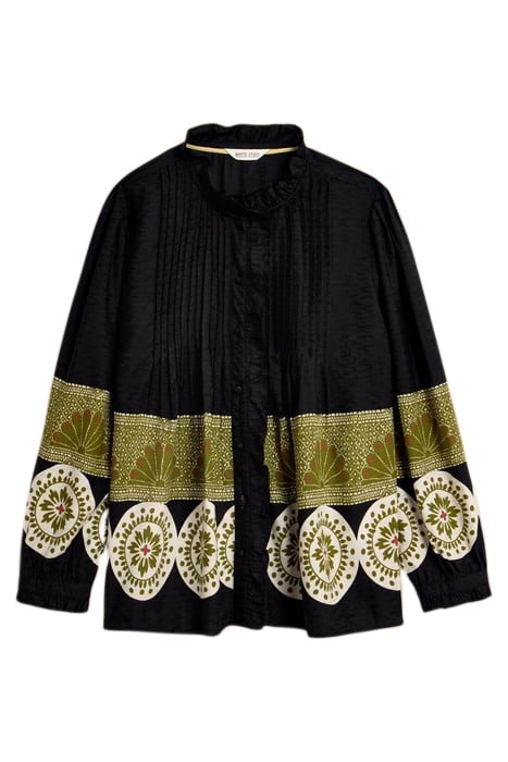 FIA FRILL NECK TOP BLACK PRINT 2