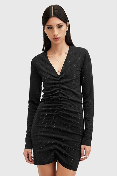 ALYA RUCHE DRESS BLACK 1