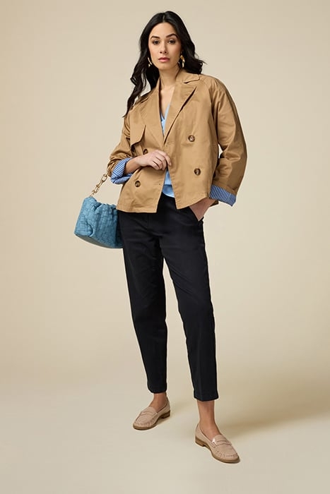 SHORT COTTON DOUBLE-BREASTED TRENCH COAT NATURAL 3