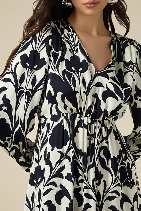 PATTERNED SATIN MIDI DRESS BLACK 5