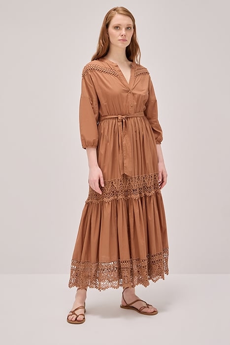 LONG DRESS WITH CROCHET INSERTS NATURAL 1
