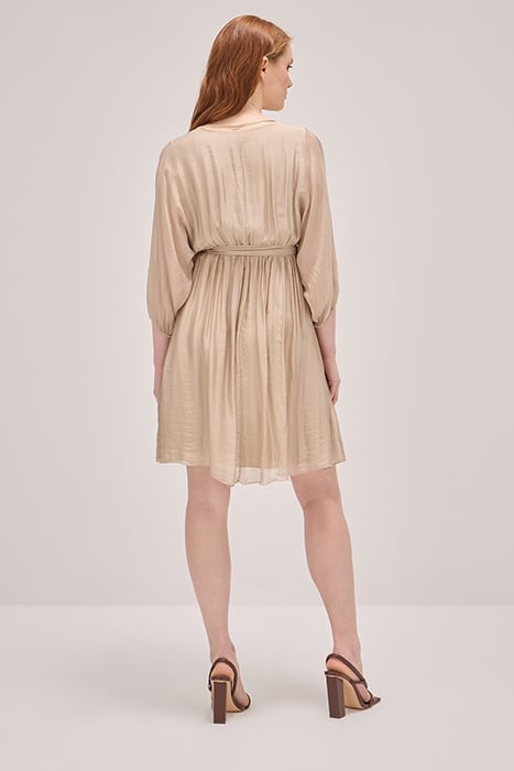 SHORT CROSSOVER SILK BLEND DRESS BEIGE 2