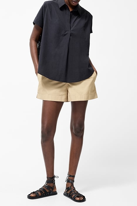 BRODERIE BACK SHORT SLEEVE POPOVER SHIRT BLACK 3